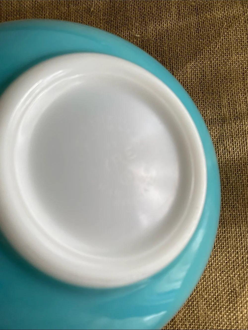 VTG  1959 Pyrex Turquoise Scroll Cinderella bowl, model #443.